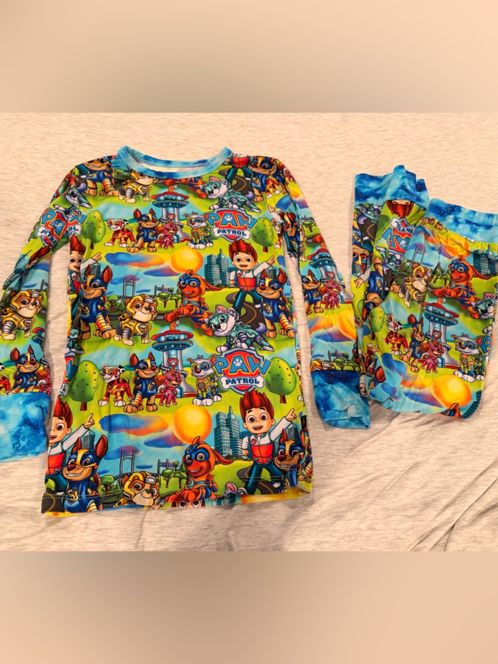 Paw Patrol Green and Blue Kids Top with Character Print
